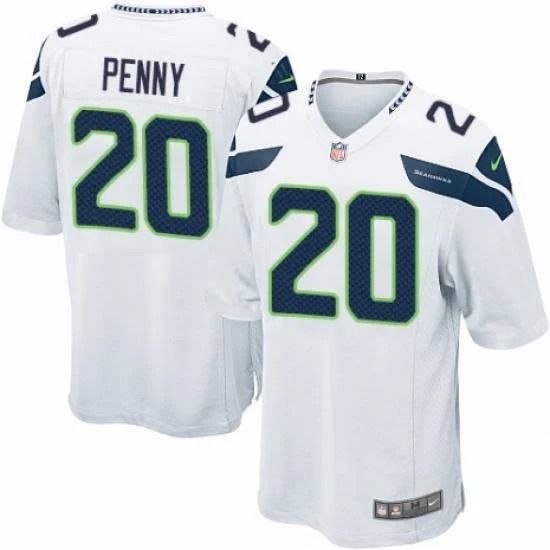 Men Seattle Seahawks 20 Rashaad Penny Nike White Game NFL Jersey